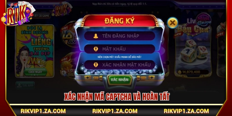 Nhập mã xác minh và hoàn thành